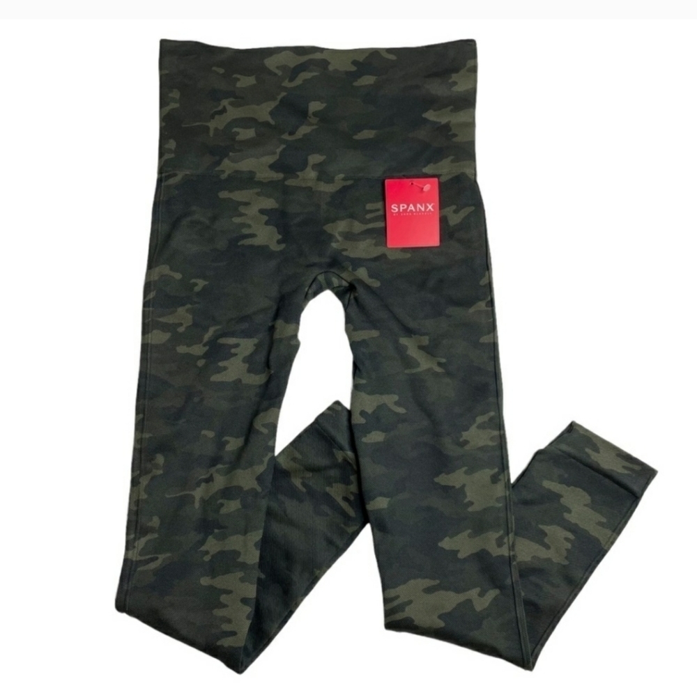 Spanx Look at Me Now Leggings Green Camo NEW Womens